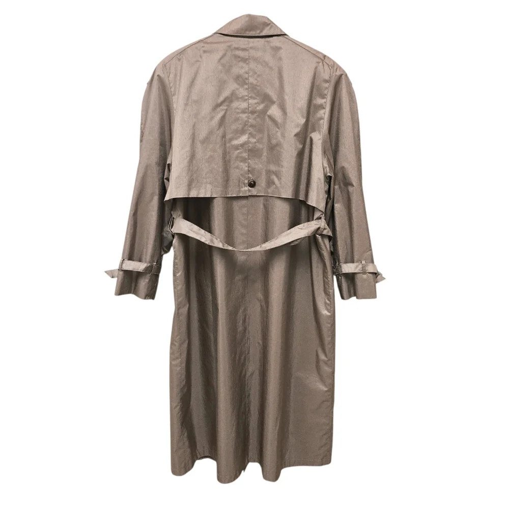 Vintage Taupe Beige Trench Coat 14 Tan Khaki Crinkle Full Length Raincoat Jacket - Picture 13 of 16